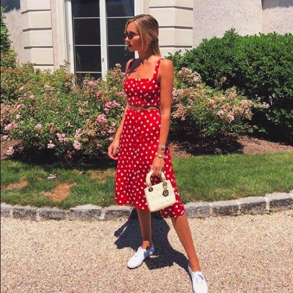 Reformation Dresses & Skirts - Reformation grazia red hearts midi skirt size S